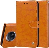 Voor Xiaomi Redmi Note 9T Zakelijke Stijl Olie Wax Textuur Horizontale Flip Leren Case met Houder & Kaartsleuven & Portemonnee (Geel)
