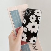 Dubbelkleurig TPU-patroon beschermhoes voor iPhone XR (zwarte bloem)