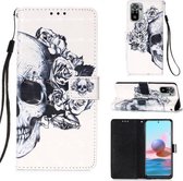 Voor Xiaomi Redmi Note 10S / Note 10 4G 3D Schilderen Horizontale Flip Leren Case met Houder & Kaartsleuf & Portemonnee & Lanyard (Schedel)