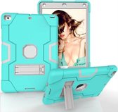 Contrasterende kleur Robot schokbestendig siliconen + pc-beschermhoes met houder voor iPad 9.7 (2017) / (2018) (grijs + mintgroen)