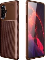 Voor Xiaomi Redmi K40 Gaming Edition 5G Koolstofvezeltextuur Schokbestendig TPU-hoesje (bruin)