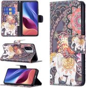 Voor Xiaomi Mi 11i / Poco F3 / Redmi K40 Gekleurde Tekening Patroon Horizontale Flip Leren Case met Houder & Kaartsleuven & Portemonnee (Bloemen Olifant)