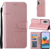Voor Xiaomi Redmi Note 10 Pro / Note 10 Pro Max Stiksels Kalfsstructuur Gesp Horizontale Flip Leren Case met Houder & Kaartsleuven & Portemonnee & Lanyard (Roze)