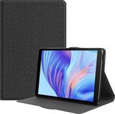 Voor Huawei Honor X7 / MatePad T8 Stof Textuur Horizontale Flip TPU Leren Case met Houder (Zwart)