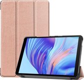 Voor Huawei Honor X7 / MatePad T8 Custer Geschilderde TPU Smart Tablet Leren Hoes met Tri-Fold Beugel (Rose Goud)