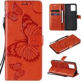 Voor OPPO Realme 8 Pro / Realme 8 Pressed Printing Butterfly Pattern Horizontale Flip PU lederen tas met houder & kaartsleuven & portemonnee & lanyard (oranje)