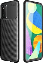 Voor Samsung Galaxy F52 5G koolstofvezel textuur schokbestendig TPU-hoesje (zwart)