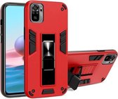 Voor Xiaomi Redmi Note 10 4G 2 in 1 PC + TPU schokbestendige beschermhoes met onzichtbare houder (rood)