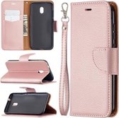 Voor Nokia C1 Plus Litchi Textuur Pure Kleur Horizontale Flip Leren Case met Houder & Kaartsleuven & Portemonnee & Lanyard (Rose Goud)