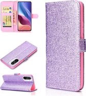 Voor Xiaomi Redmi Note 10 Glitter Poeder Horizontale Flip Leren Case met Kaartsleuven & Houder & Fotolijst & Portemonnee (Paars)