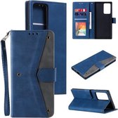 Voor Samsung Galaxy S20 Ultra Stiksels Kalfsstructuur Horizontale Flip Leren Case met Houder & Kaartsleuven & Portemonnee (Donkerblauw)