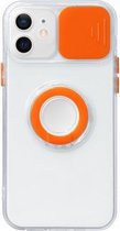 Glijdende camerahoesontwerp TPU-beschermhoes met ringhouder voor iPhone 12 Pro Max (oranje)