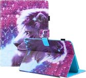 Universele gekleurde tekening horizontale flip PU lederen tas met houder & kaartsleuven & portemonnee, specificatie: 8 inch (leeuw)