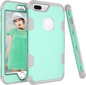 Contrasterende kleur siliconen + pc schokbestendig hoesje voor iPhone 8 Plus / 7 Plus (mintgroen + grijs)