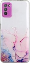 Voor Xiaomi Poco M3 hol marmerpatroon TPU nauwkeurig gat beschermhoes (roze)