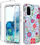 Voor Samsung Galaxy S20 2 in 1 hoog transparant geverfd schokbestendig PC + TPU beschermhoes (klein bloemen)