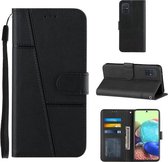 Voor Samsung Galaxy A71 5G Stiksels Kalf Textuur Gesp Horizontale Flip Lederen Case met Houder & Kaartsleuven & Portemonnee & Lanyard (Zwart)