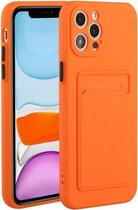 Card Slot Design Shockproof TPU beschermhoes voor iPhone 12 Pro (oranje)