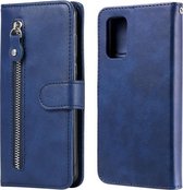 Voor Samsung Galaxy A32 4G Fashion Kalf Textuur Rits Horizontale Flip Leren Case met Standaard & Kaartsleuven & Portemonnee (Blauw)