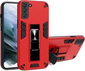 Voor Samsung Galaxy S21 + 5G 2 in 1 pc + TPU schokbestendige beschermhoes met onzichtbare houder (rood)