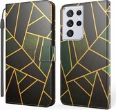 Voor Samsung Galaxy A32 5G Marmer Horizontale Flip TPU + PU lederen tas met houder & kaartsleuven & portemonnee & fotolijst & lanyard (zwart groen)