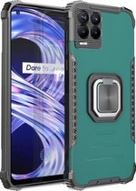 Voor OPPO Realme 8 Pro Fierce Warrior Series Armor All-inclusive schokbestendig aluminium + TPU beschermhoes met ringhouder (groen)