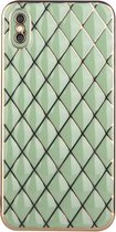 Electroplated Rhombic Pattern Sheepskin TPU beschermhoes voor iPhone XS / X (avocado groen)