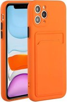 Card Slot Design Shockproof TPU beschermhoes voor iPhone 11 Pro Max (oranje)