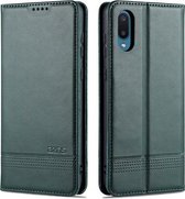 Voor Samsung Galaxy A02 AZNS Magnetische Kalf Textuur Horizontale Flip Leren Case met Kaartsleuven & Houder & Portemonnee (Donkergroen)
