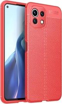 Voor Geschikt voor Xiaomi Mi 11 Lite Litchi Texture TPU schokbestendig hoesje (rood)