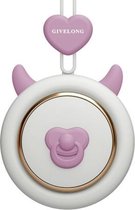 GIVELONG Hangende nek Mini oplaadbare USB-ventilator Kinderen draagbare bladloze ventilator (kalf (paars))