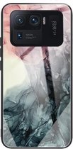 Voor Xiaomi Mi 11 Ultra Abstract Marble Pattern Glass beschermhoes (abstract zwart)
