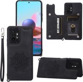 Voor Xiaomi Redmi Note 10 Pro Max Mandala Reliëf PU + TPU Case met houder & kaartsleuven & fotolijst & riem (zwart)