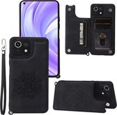 Voor Xiaomi Mi 11 Lite Mandala reliëf PU + TPU hoesje met houder & kaartsleuven & fotolijst & riem (zwart)