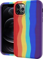 Voor iPhone 11 Pro Max Rainbow Silicone + PC Schokbestendig Skid-proof stofdicht hoesje (Rainbow Red)