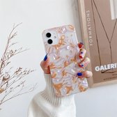 Shell-textuur IMD TPU-beschermhoes met halve dekking voor iPhone 12 / 12 Pro (oranje roze)