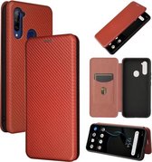 Voor ZTE Libero 5G Koolstofvezel Textuur Magnetische Horizontale Flip TPU + PC + PU Lederen Case met Kaartsleuf (Bruin)