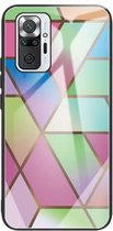 Voor Xiaomi Redmi Note 10 Pro / Note 10 Pro Max Abstract Marble Pattern Glass beschermhoes (Rhombus Gradient)