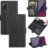 Voor Wiko Power U20 Dubbelzijdige magnetische gesp Horizontale flip lederen tas met houder & kaartsleuven en portemonnee (zwart)