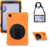 Voor Samsung Galaxy Tab A 8.4 2020 T307U Schokbestendig Kleurrijk Siliconen + PC Beschermhoes met Houder & Schouderriem & Handriem (Oranje)