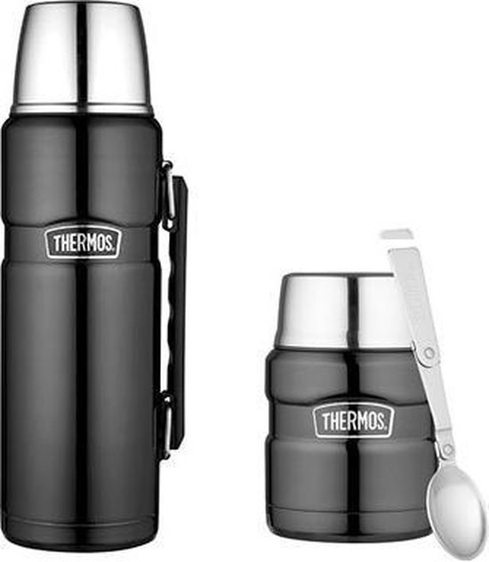 Thermos King thermosfles + lunchpot Space grijs Set