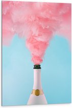 Dibond - Roze Wolken uit Champagnefles - 80x120cm Foto op Aluminium (Met Ophangsysteem)
