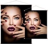 Vrouw met roze lippen,  - Foto op Textielposter - 60 x 80 cm