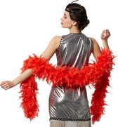 dressforfun - Pluizige verenboa rood - verkleedkleding kostuum halloween verkleden feestkleding carnavalskleding carnaval feestkledij partykleding - 303401