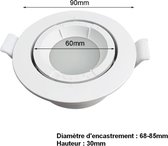 Support Spot Verzonken G U10 LED Verstelbaar Rond WIT (pak van 10) - Kunststof - Wit - Pack de 10 - SILUMEN