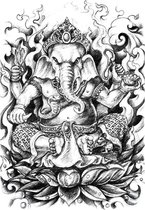 Rug tattoo Ganesha - plaktattoo - tijdelijke tattoo - 48 cm x 34 cm (L x B)