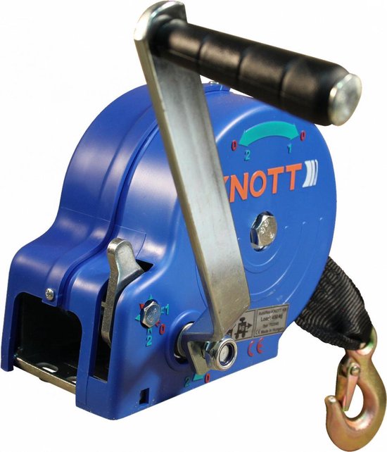 Treuil manuel non freiné - 900/450 kg - avec courroie de treuil et crochet de charge - 2 vitesses
