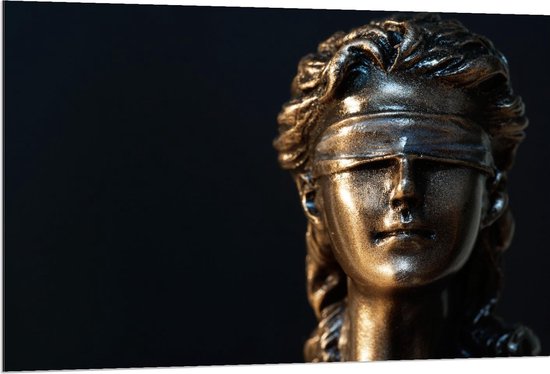 Dibond - Vrouw Justitia - 120x80cm Foto op Aluminium (Wanddecoratie van metaal)