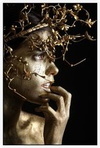 Gouden vrouw met kroon - Foto op Akoestisch paneel - 100 x 150 cm