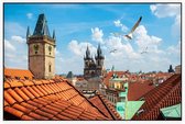 Klokkentoren en Tynsky kathedraal in zomers Praag - Foto op Akoestisch paneel - 90 x 60 cm